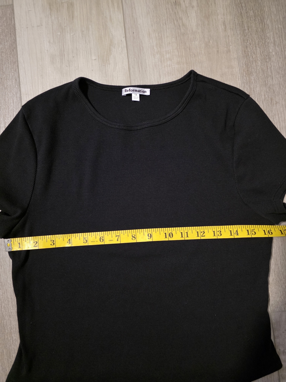 Reformation Black Ribbed Crop Tee Size 1X Sustainable Basics - Picture 4 of 7